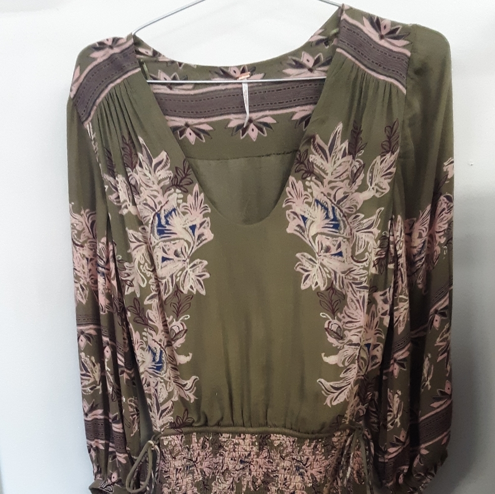 Free People Flowy Boho Shirred Waist Mini